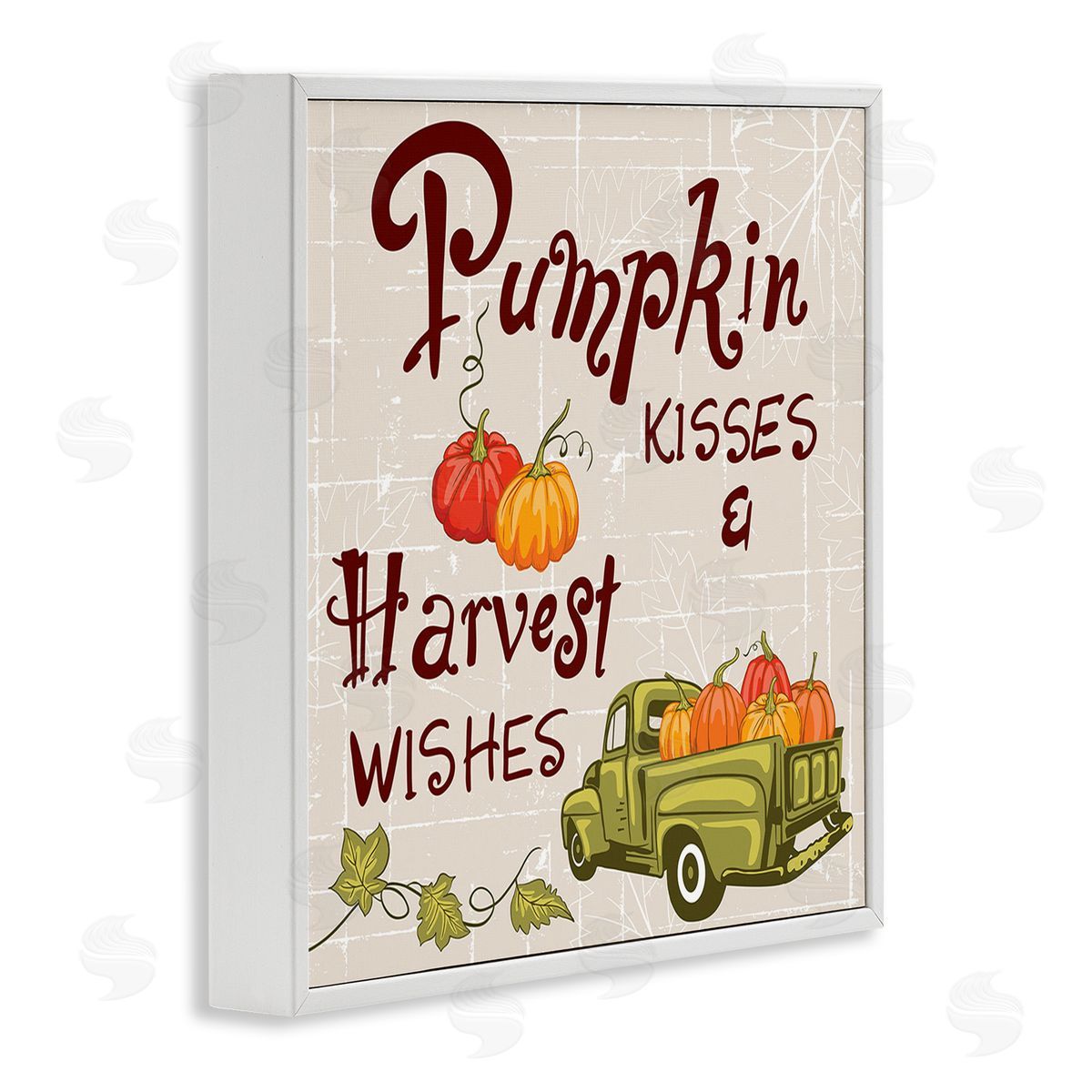 Diane Labombarbe Farmhouse Pumpkin Kisses White Framed Giclee Wall Art Print