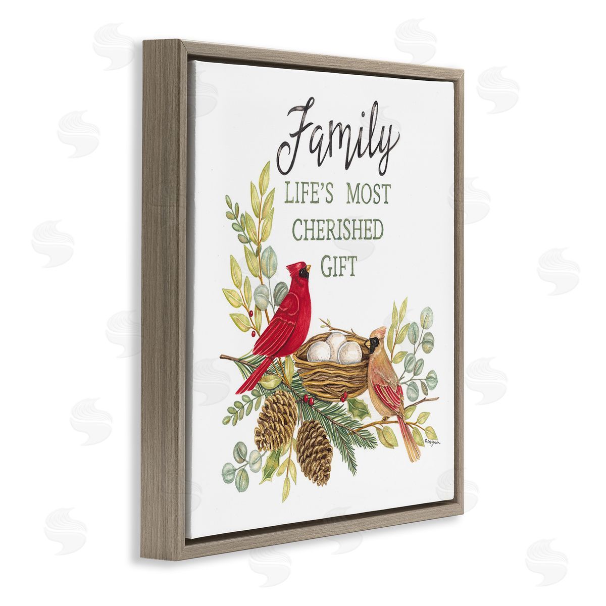 Deb Strain Family Is Cherished Gift Brown Floating Frame Canvas Wall Art Print