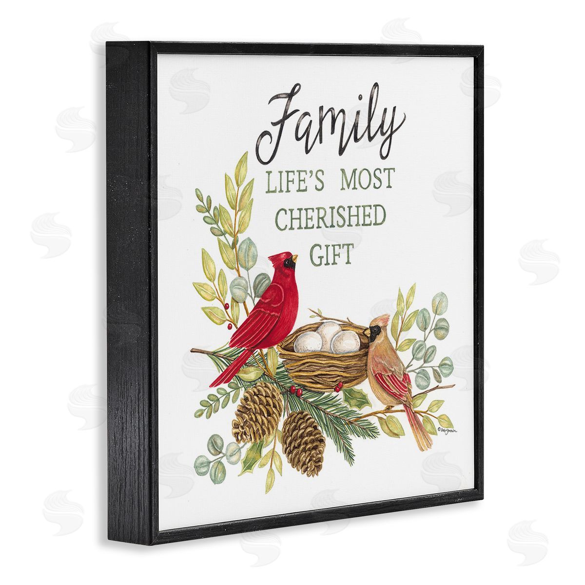 Deb Strain Family Is Cherished Gift Black Framed Giclee Wall Art Print