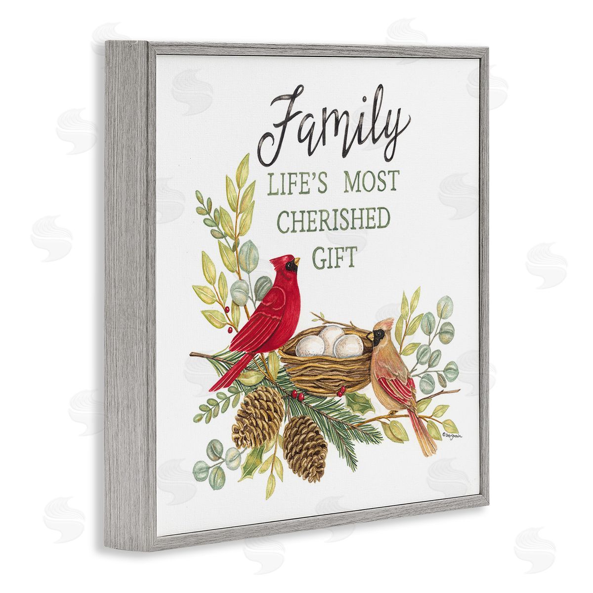 Deb Strain Family Is Cherished Gift Gray Framed Giclee Wall Art Print