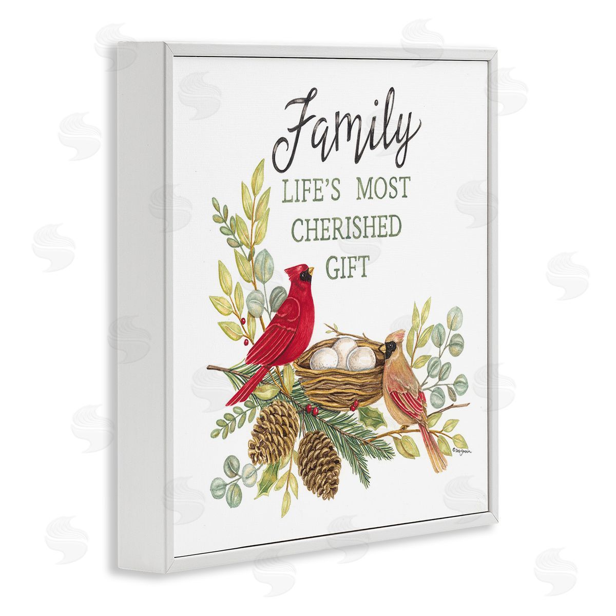 Deb Strain Family Is Cherished Gift White Framed Giclee Wall Art Print