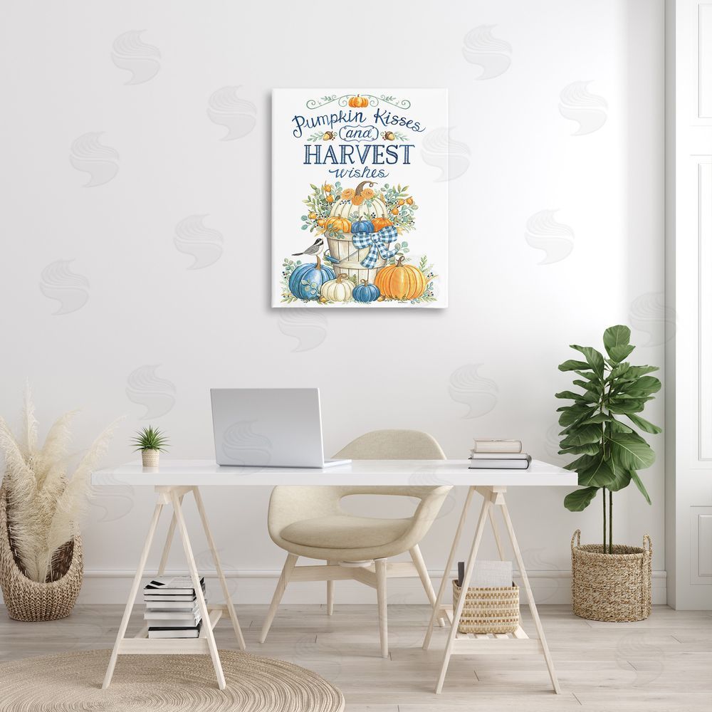 Deb Strain Harvest Wishes Pumpkins Canvas Wall Art Print in Room