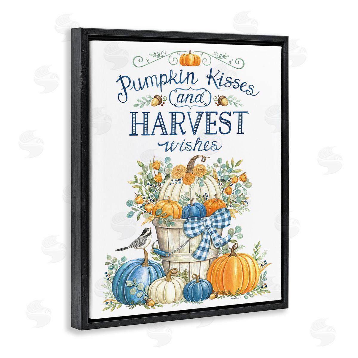 Deb Strain Harvest Wishes Pumpkins Black Floating Frame Canvas Wall Art Print