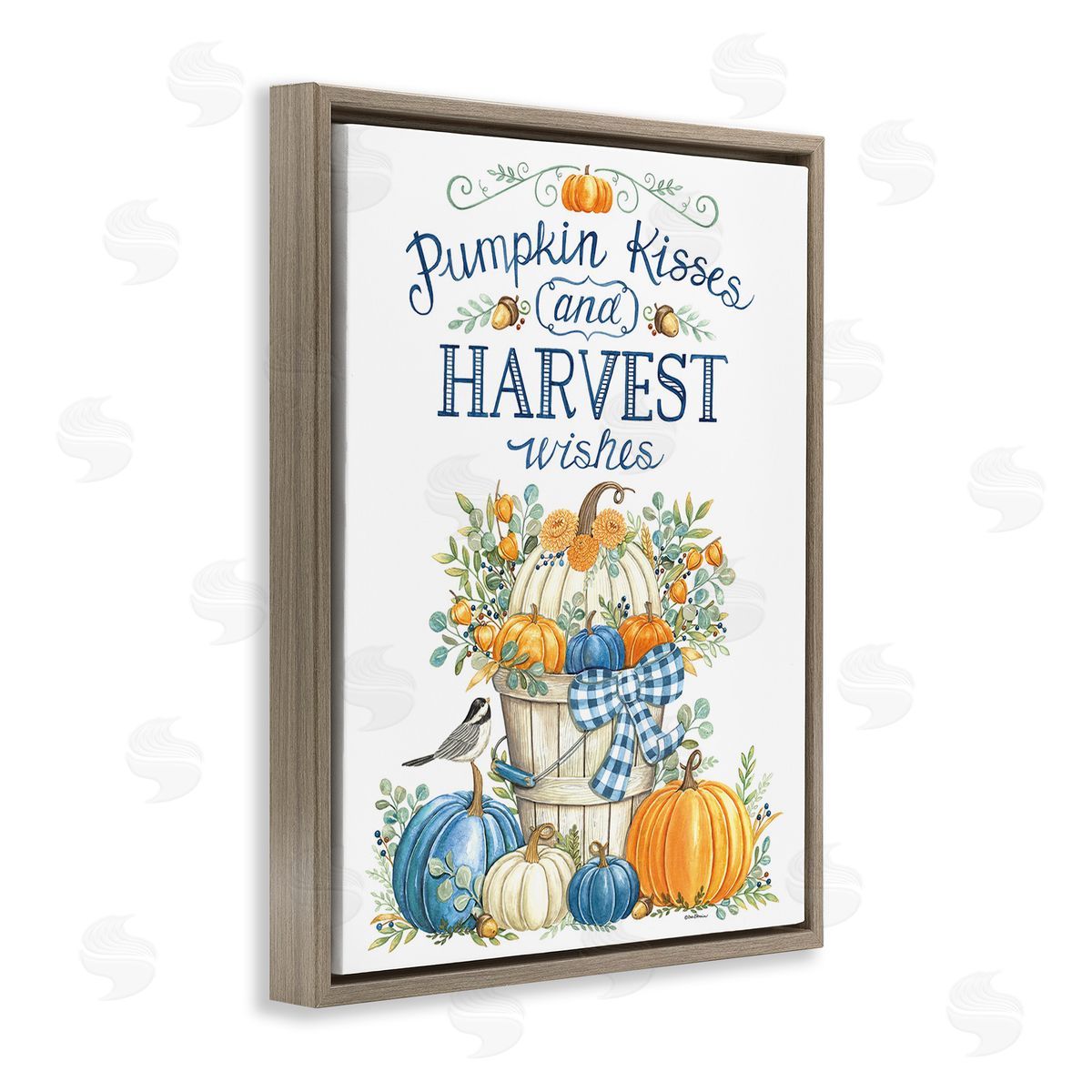 Deb Strain Harvest Wishes Pumpkins Brown Floating Frame Canvas Wall Art Print