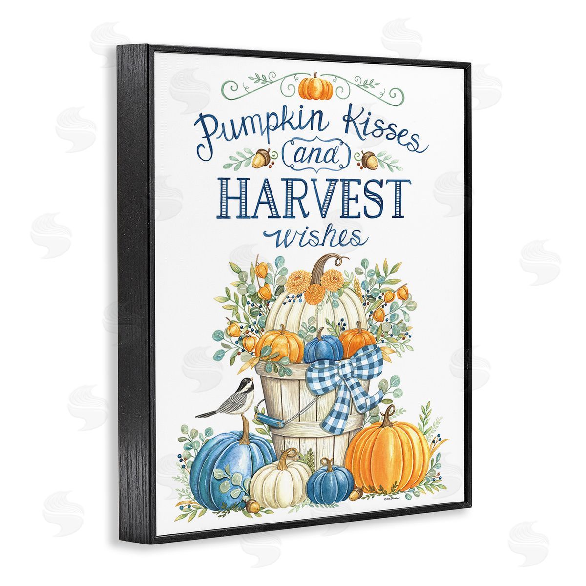 Deb Strain Harvest Wishes Pumpkins Black Framed Giclee Wall Art Print