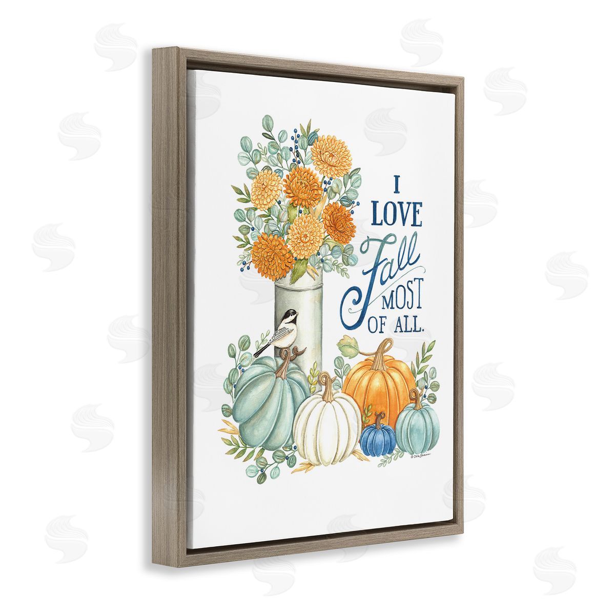 Deb Strain Love Fall Still Life Brown Floating Frame Canvas Wall Art Print