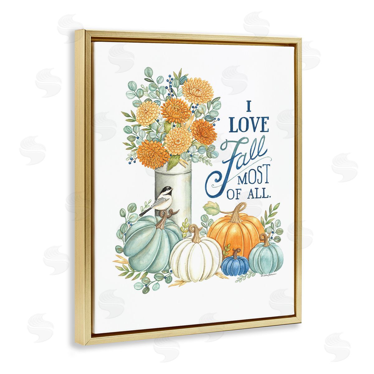 Deb Strain Love Fall Still Life Gold Floating Frame Canvas Wall Art Print