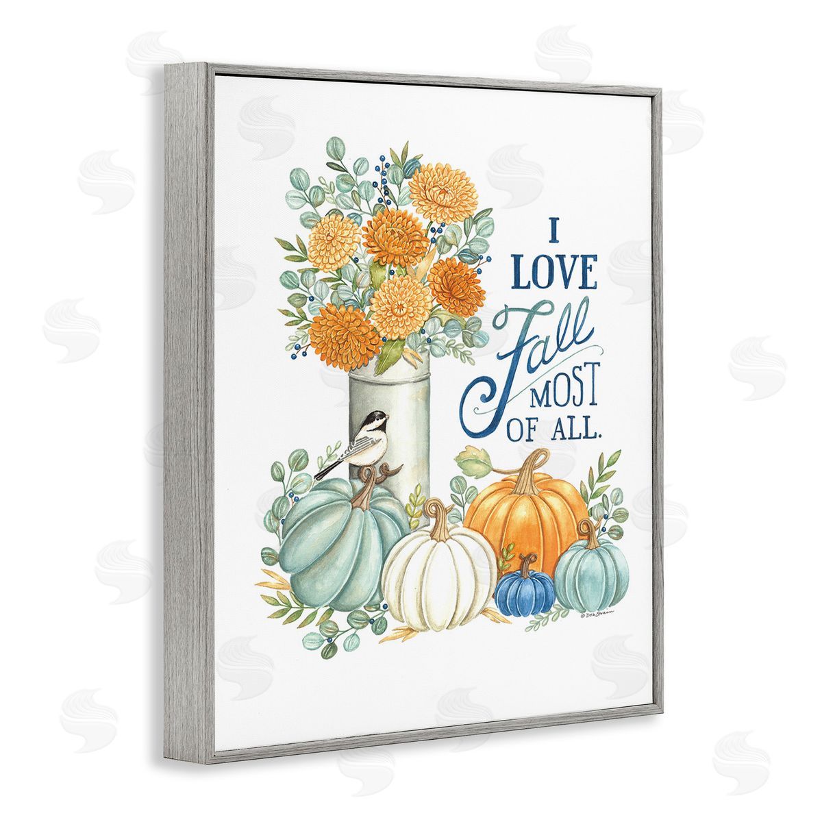 Deb Strain Love Fall Still Life Gray Framed Giclee Wall Art Print