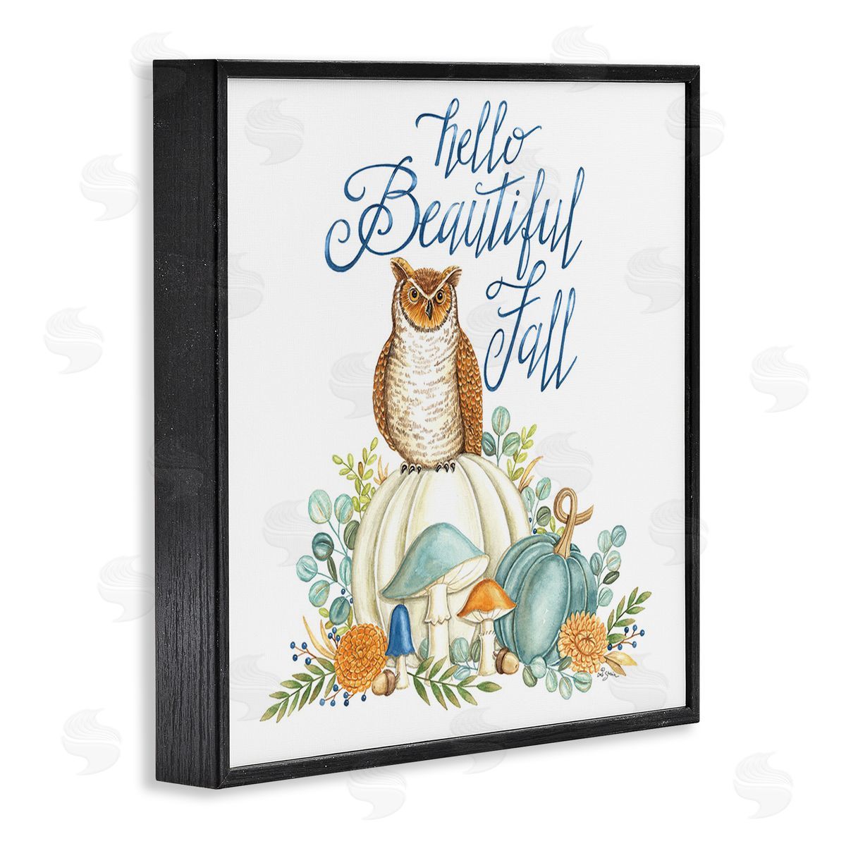 Deb Strain Beautiful Fall with Owl Black Framed Giclee Wall Art Print