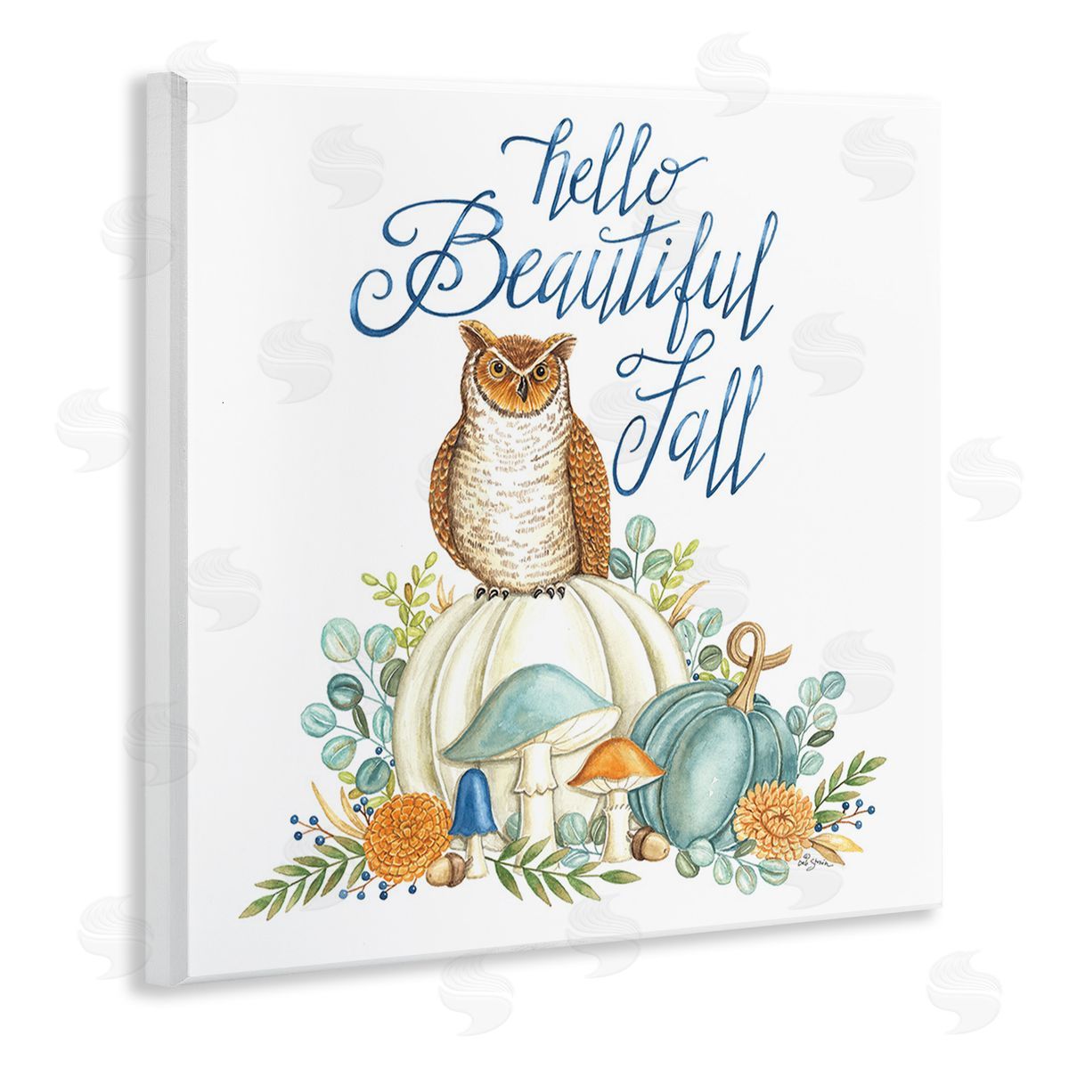 Deb Strain Beautiful Fall with Owl Wooden Wall Plaque Art Print