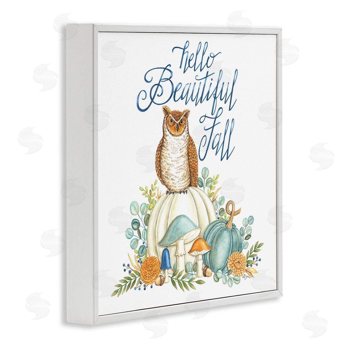 Deb Strain Beautiful Fall with Owl White Framed Giclee Wall Art Print
