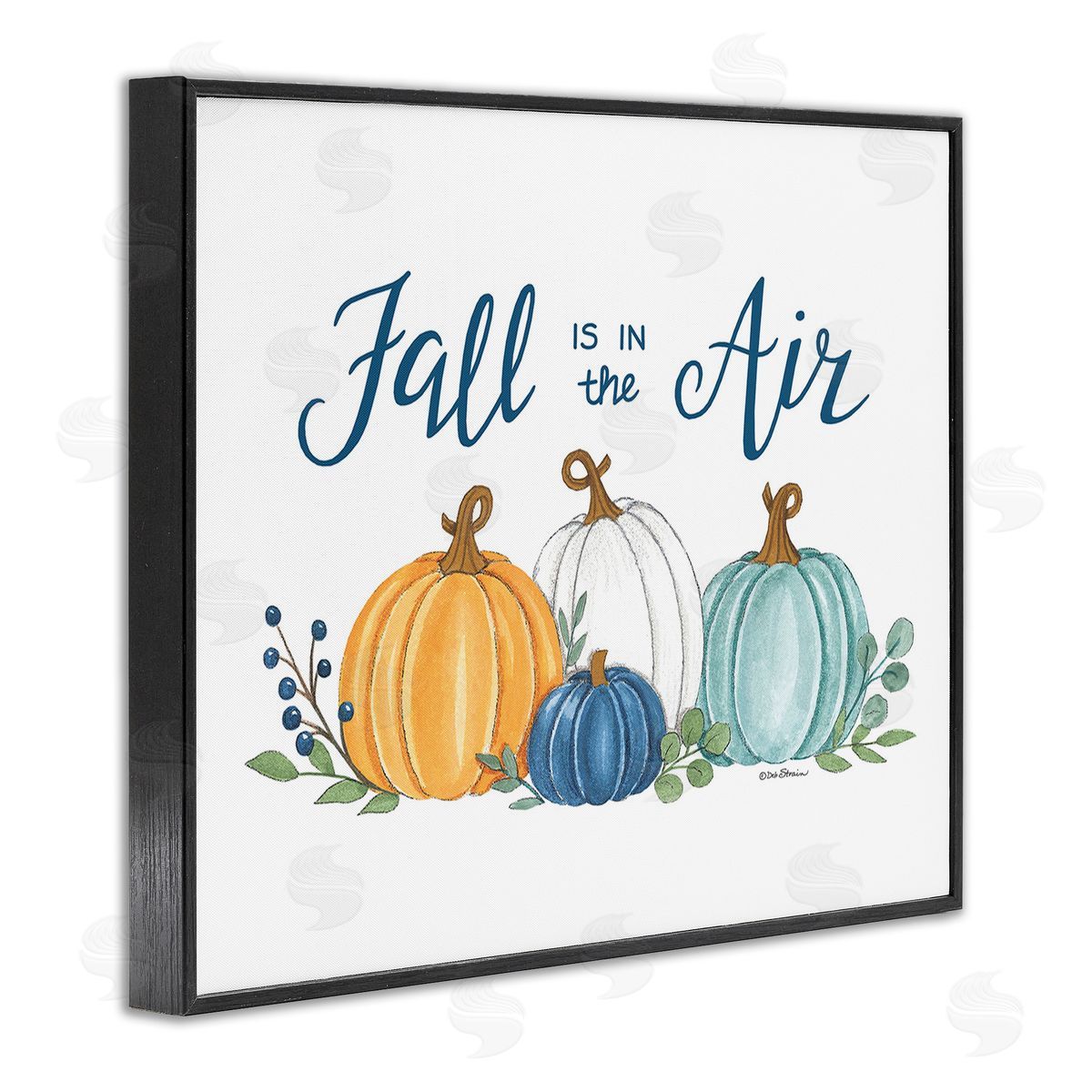 Deb Strain Fall In The Air Pumpkins Black Framed Giclee Wall Art Print