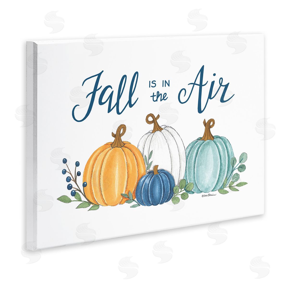 Deb Strain Fall In The Air Pumpkins Wooden Wall Plaque Art Print