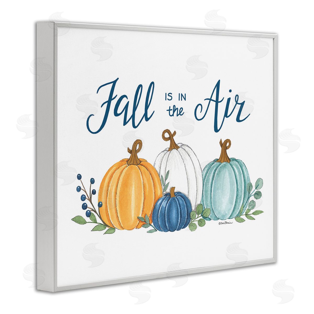 Deb Strain Fall In The Air Pumpkins White Framed Giclee Wall Art Print