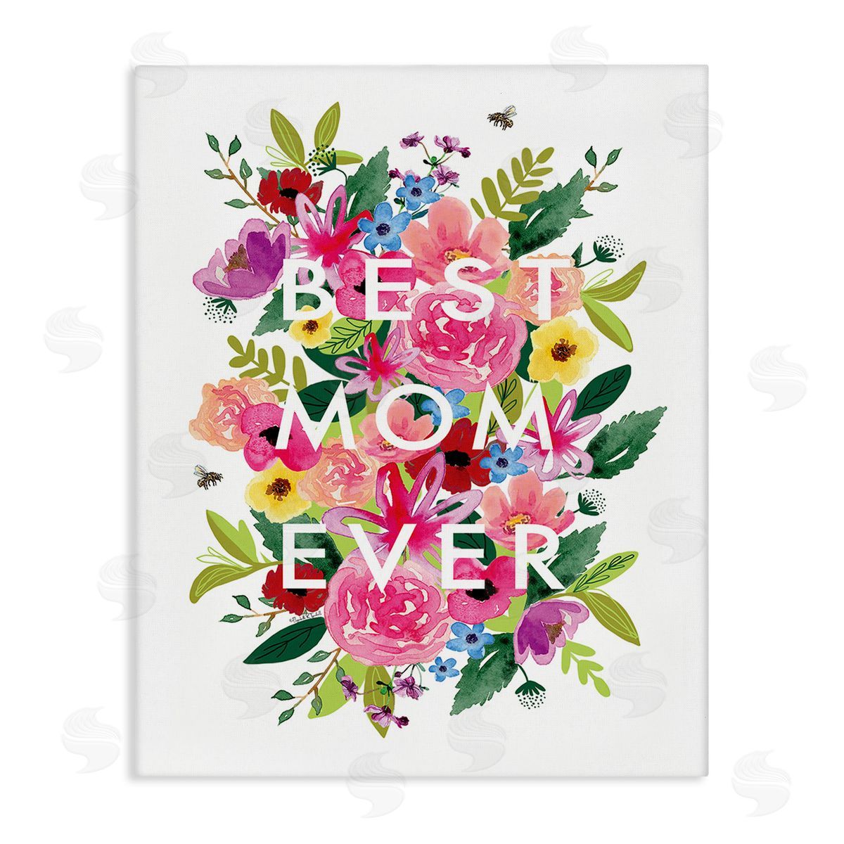 Elizabeth Tyndall Floral Best Mom Ever Canvas Wall Art Print