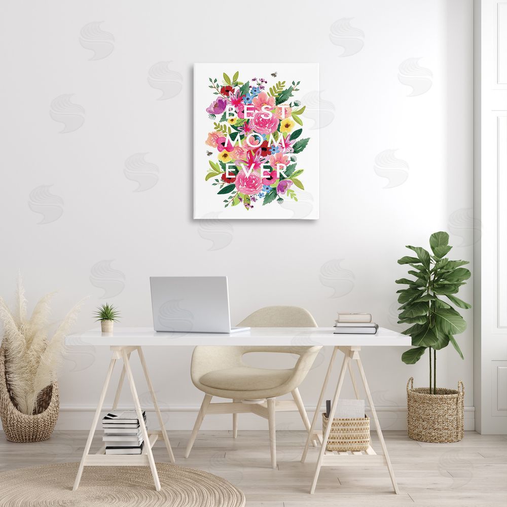 Elizabeth Tyndall Floral Best Mom Ever Canvas Wall Art Print in Room