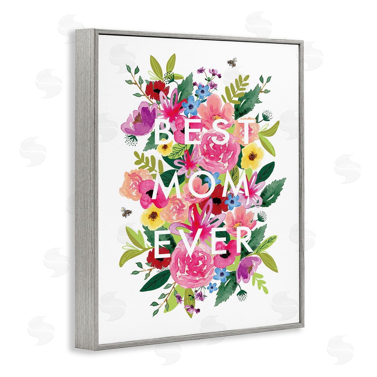 Elizabeth Tyndall Floral Best Mom Ever Gray Framed Giclee Wall Art Print