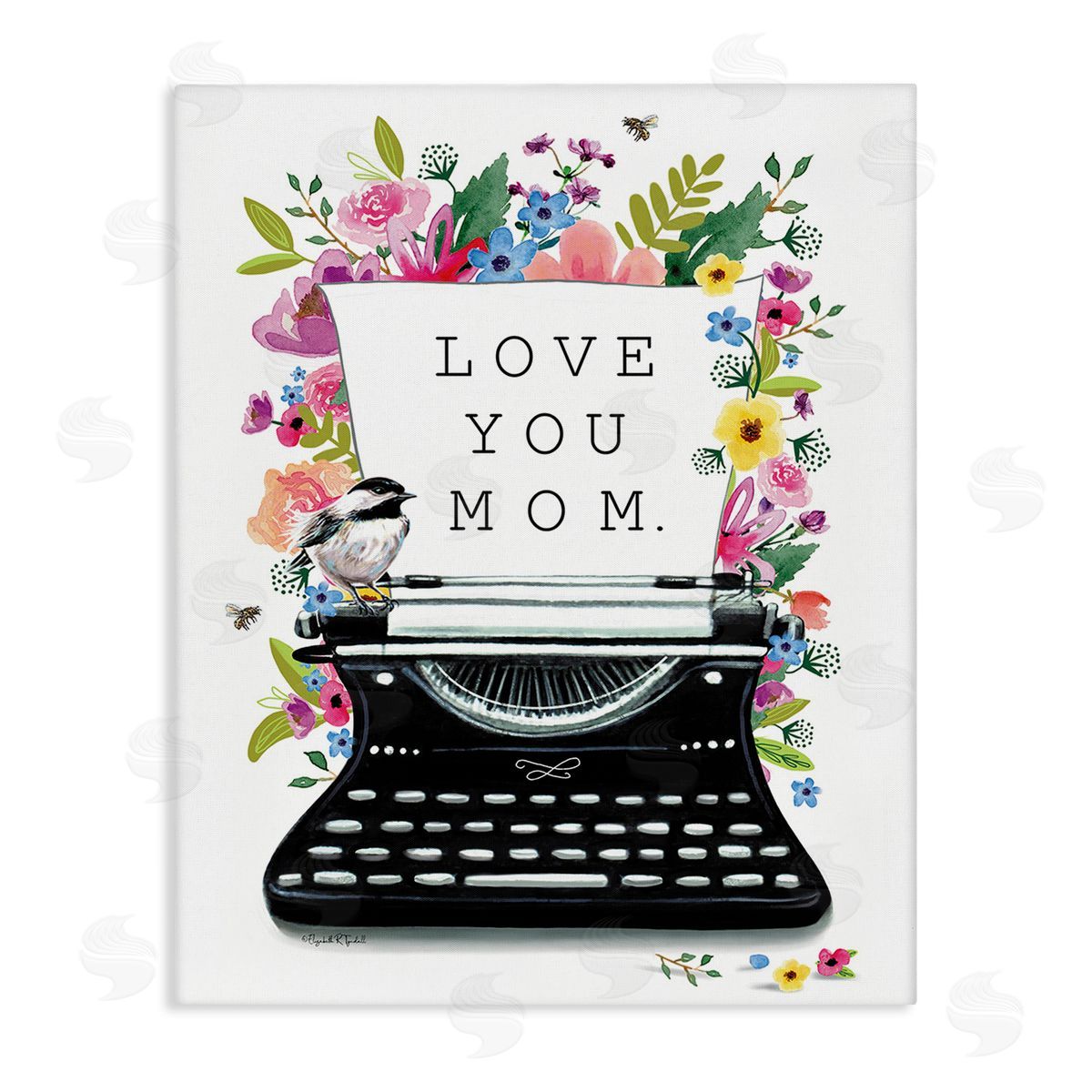 Elizabeth Tyndall Love You Mom Typewriter Canvas Wall Art Print
