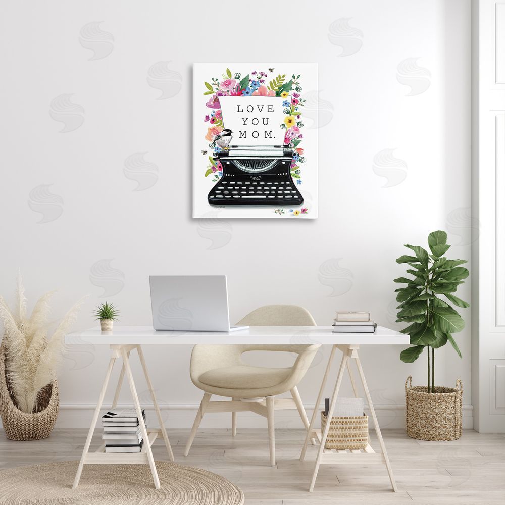 Elizabeth Tyndall Love You Mom Typewriter Canvas Wall Art Print in Room