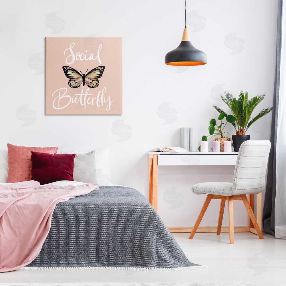 House Fenway Social Butterfly Phrase Canvas Wall Art Print in Room