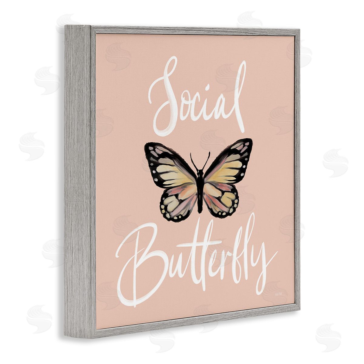 House Fenway Social Butterfly Phrase Gray Framed Giclee Wall Art Print