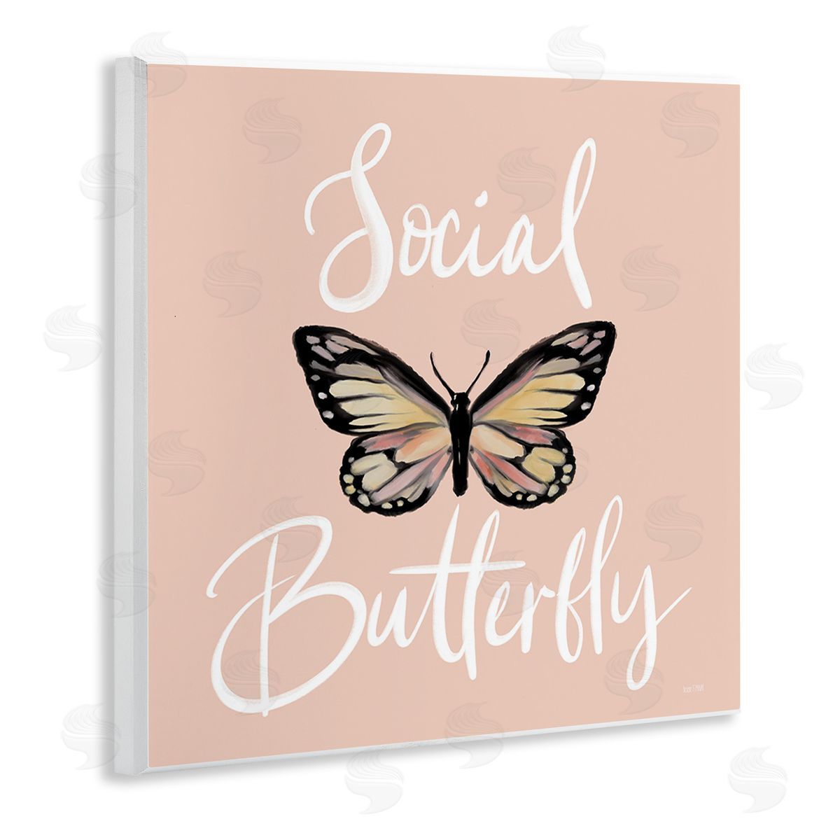 House Fenway Social Butterfly Phrase Wooden Wall Plaque Art Print