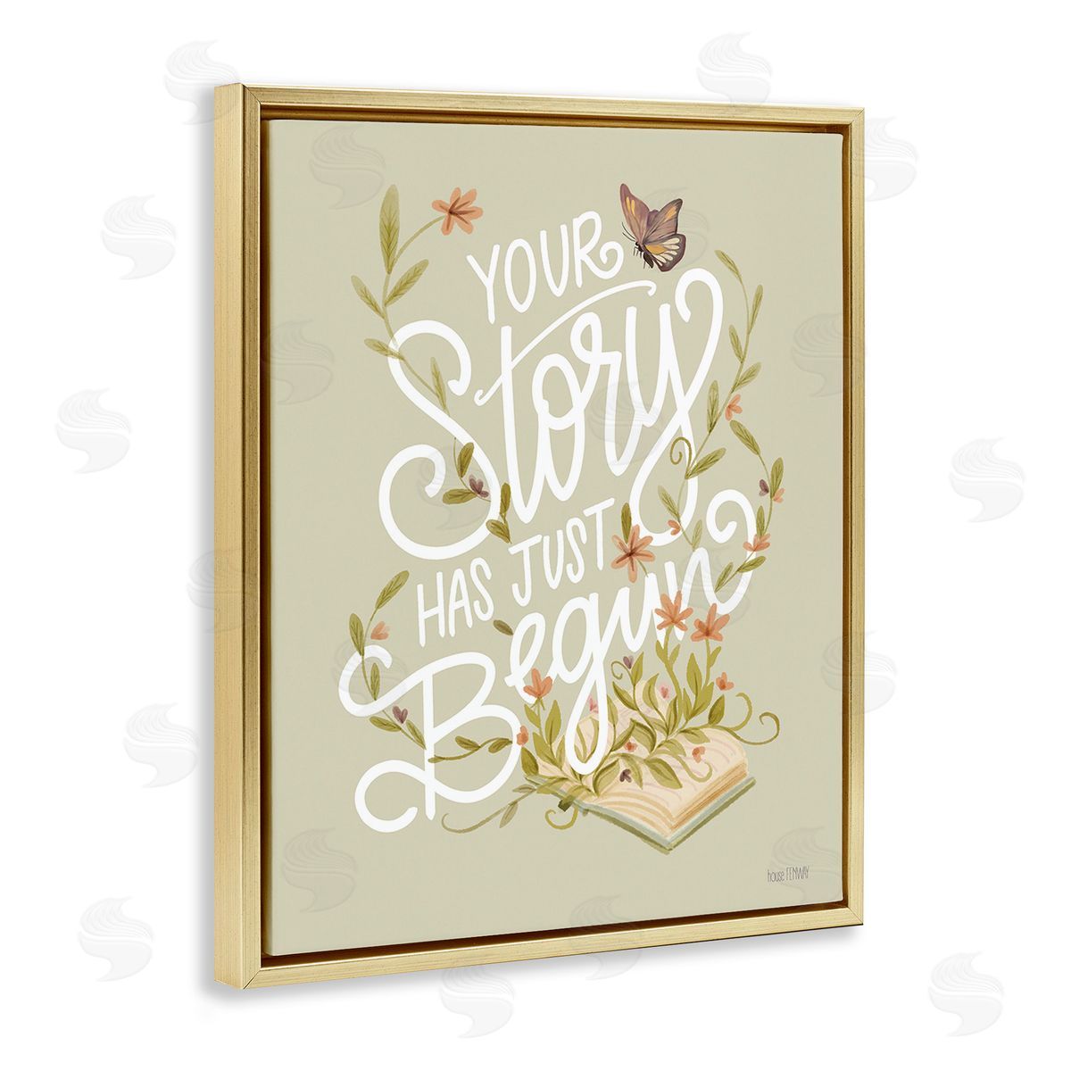 House Fenway Your Story Inspirational Gold Floating Frame Canvas Wall Art Print