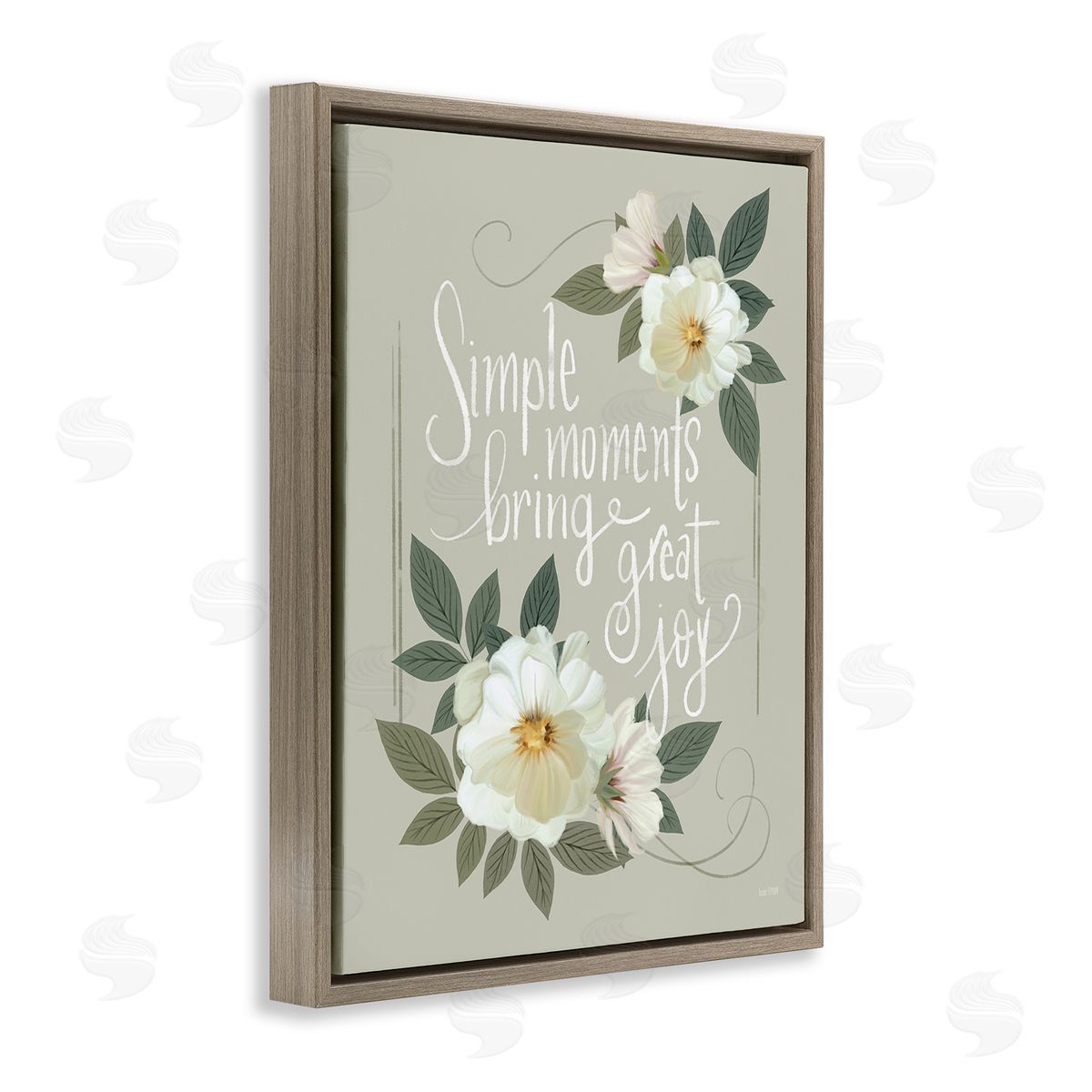 House Fenway Simple Moments & Blossoms Brown Floating Frame Canvas Wall Art Print