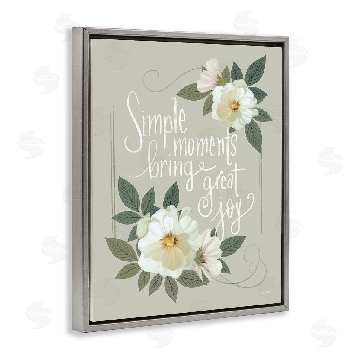 House Fenway Simple Moments & Blossoms Gray Floating Frame Canvas Wall Art Print