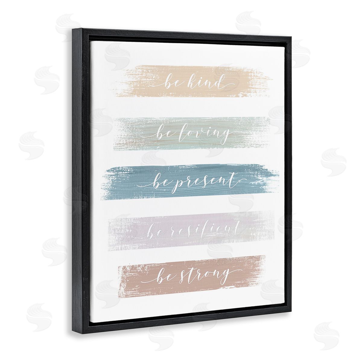Graffitee Studios Be Strong Inspirational Black Floating Frame Canvas Wall Art Print