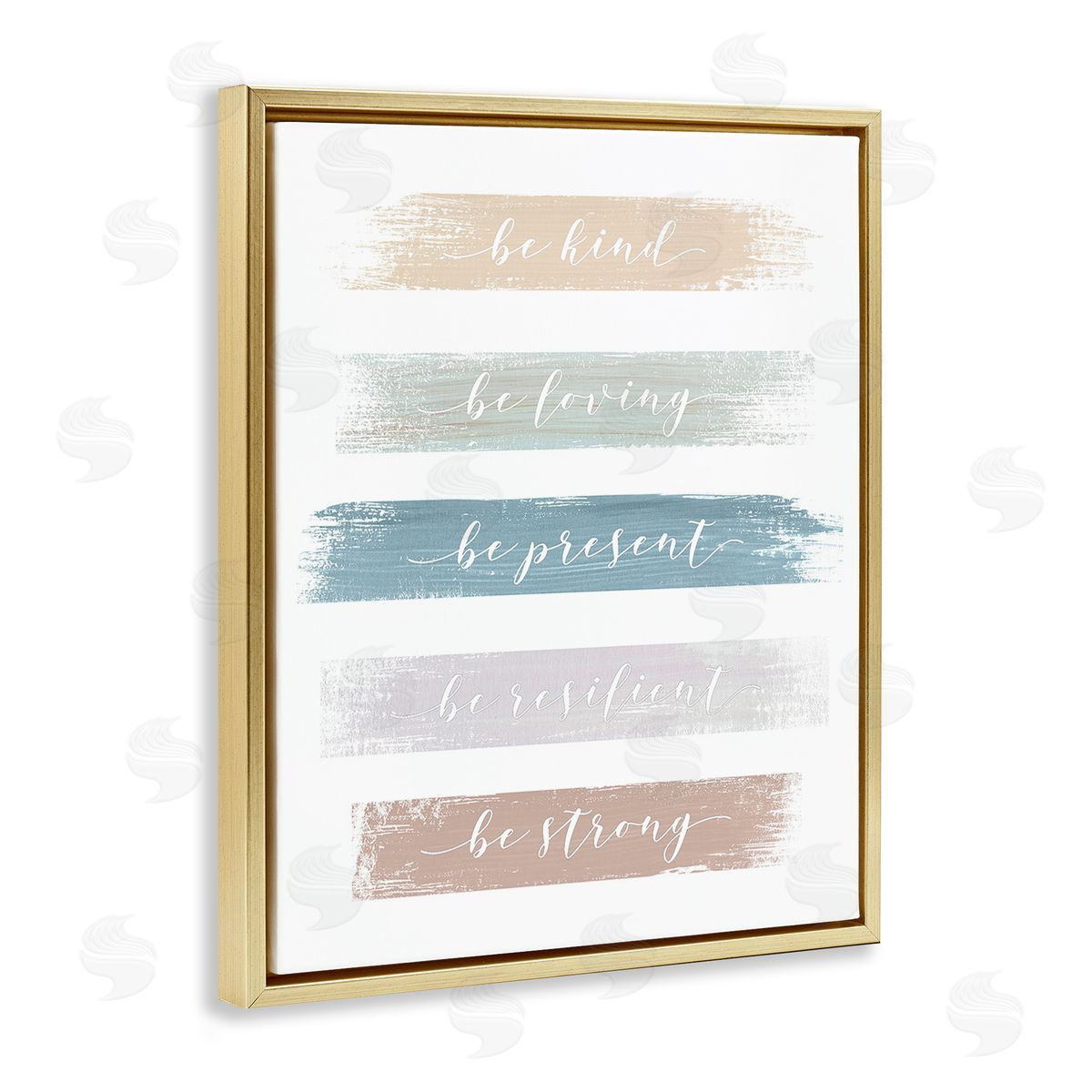 Graffitee Studios Be Strong Inspirational Gold Floating Frame Canvas Wall Art Print