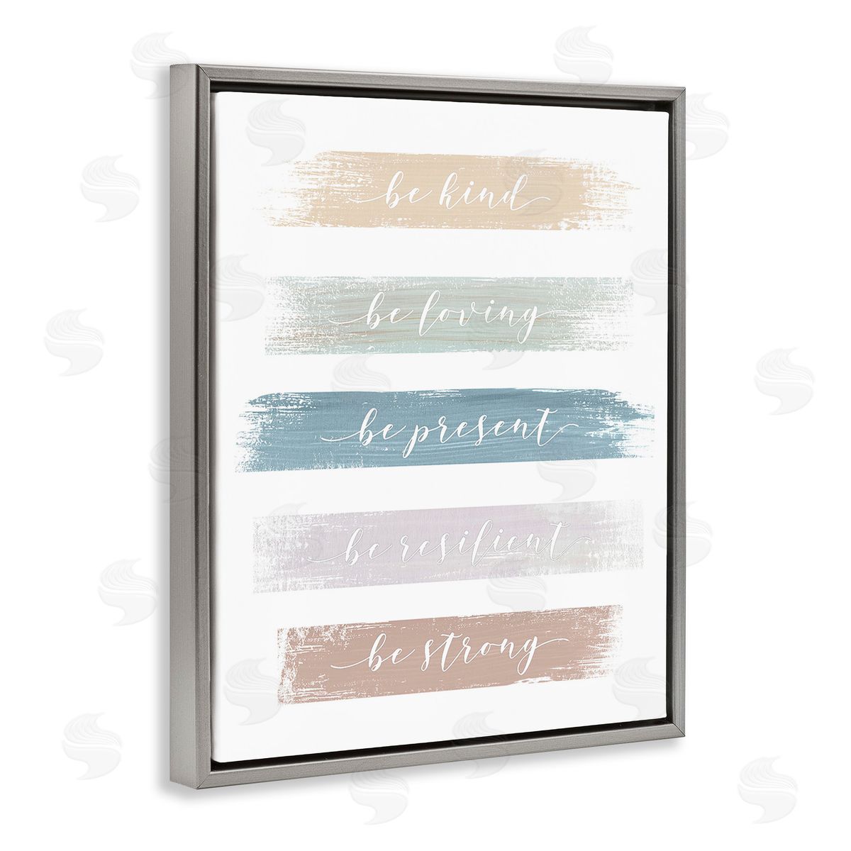 Graffitee Studios Be Strong Inspirational Gray Floating Frame Canvas Wall Art Print
