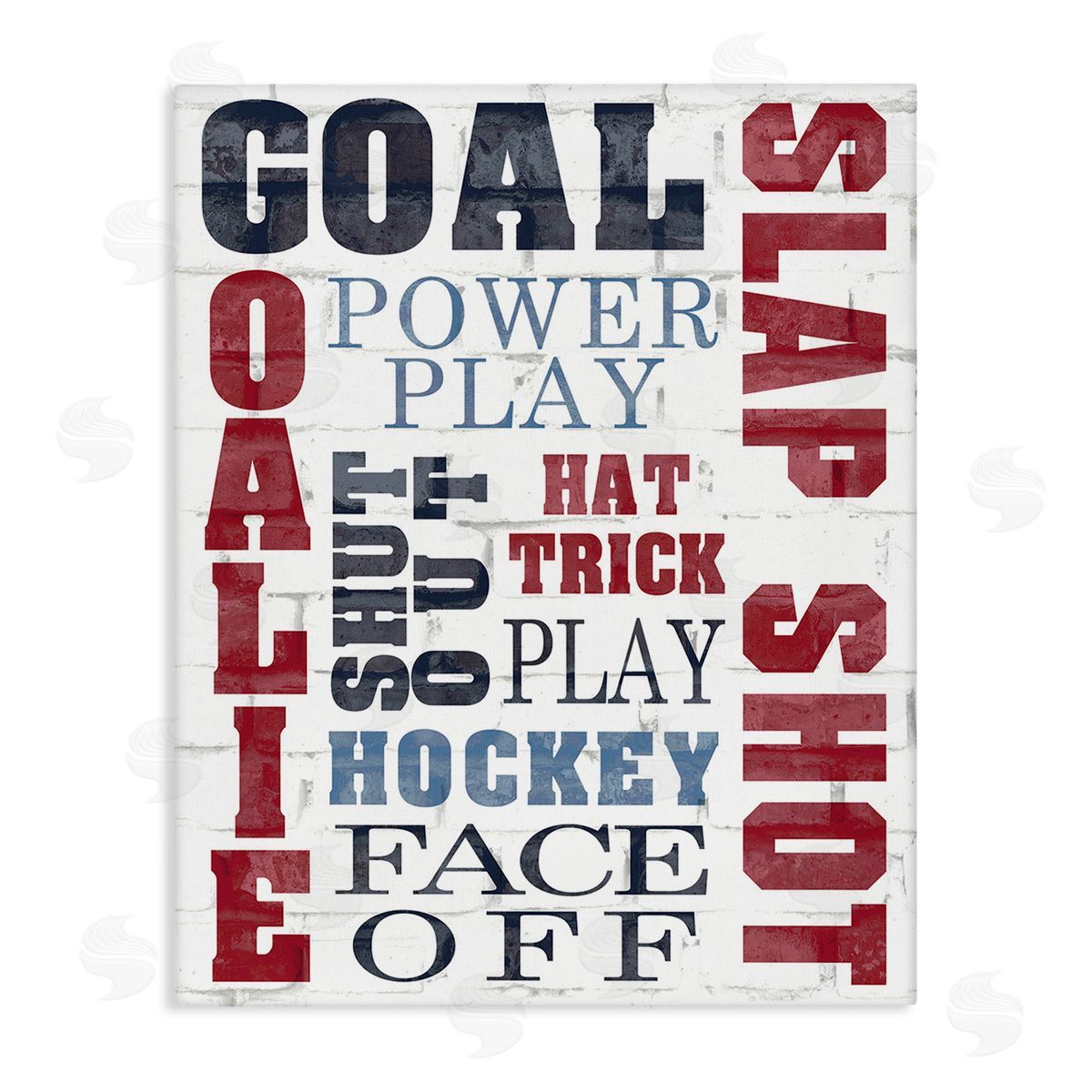 Kim Allen Patterned Hockey Phrases Canvas Wall Art Print