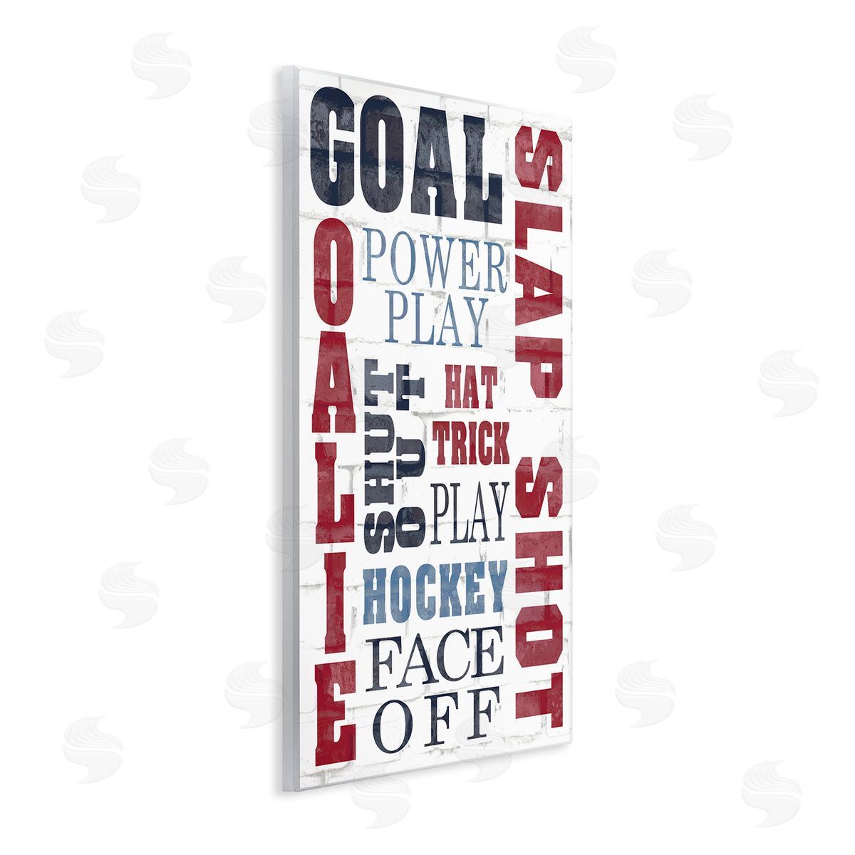 Kim Allen Patterned Hockey Phrases Wooden Wall Plaque Art Print