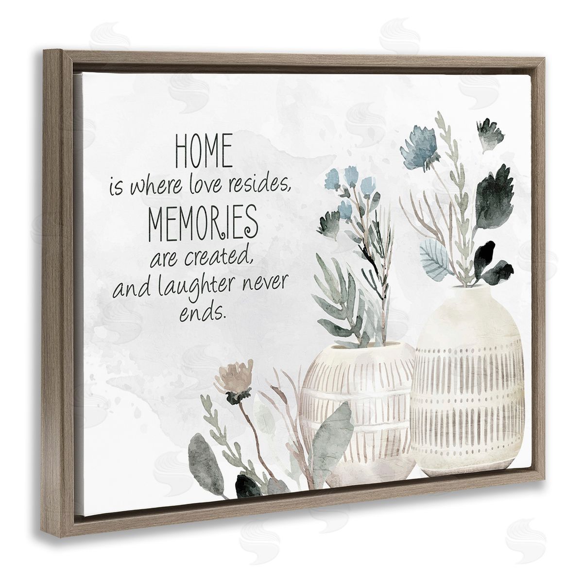 Kim Allen Floral Where Love Resides Brown Floating Frame Canvas Wall Art Print