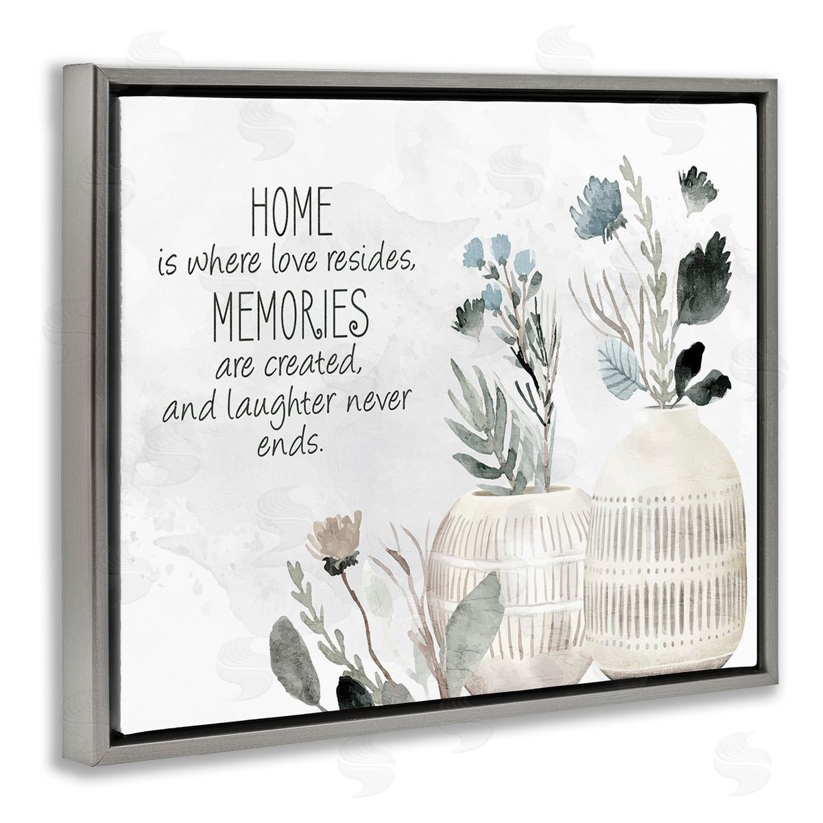 Kim Allen Floral Where Love Resides Gray Floating Frame Canvas Wall Art Print