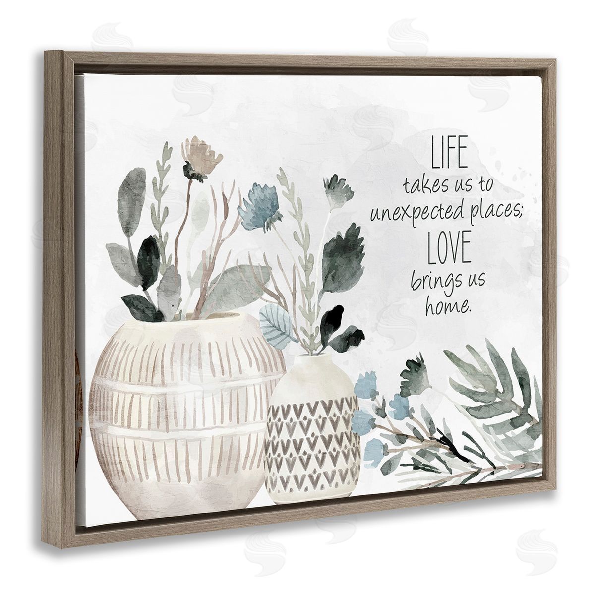 Kim Allen Love Brings Us Home Brown Floating Frame Canvas Wall Art Print