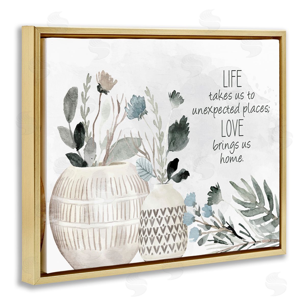 Kim Allen Love Brings Us Home Gold Floating Frame Canvas Wall Art Print