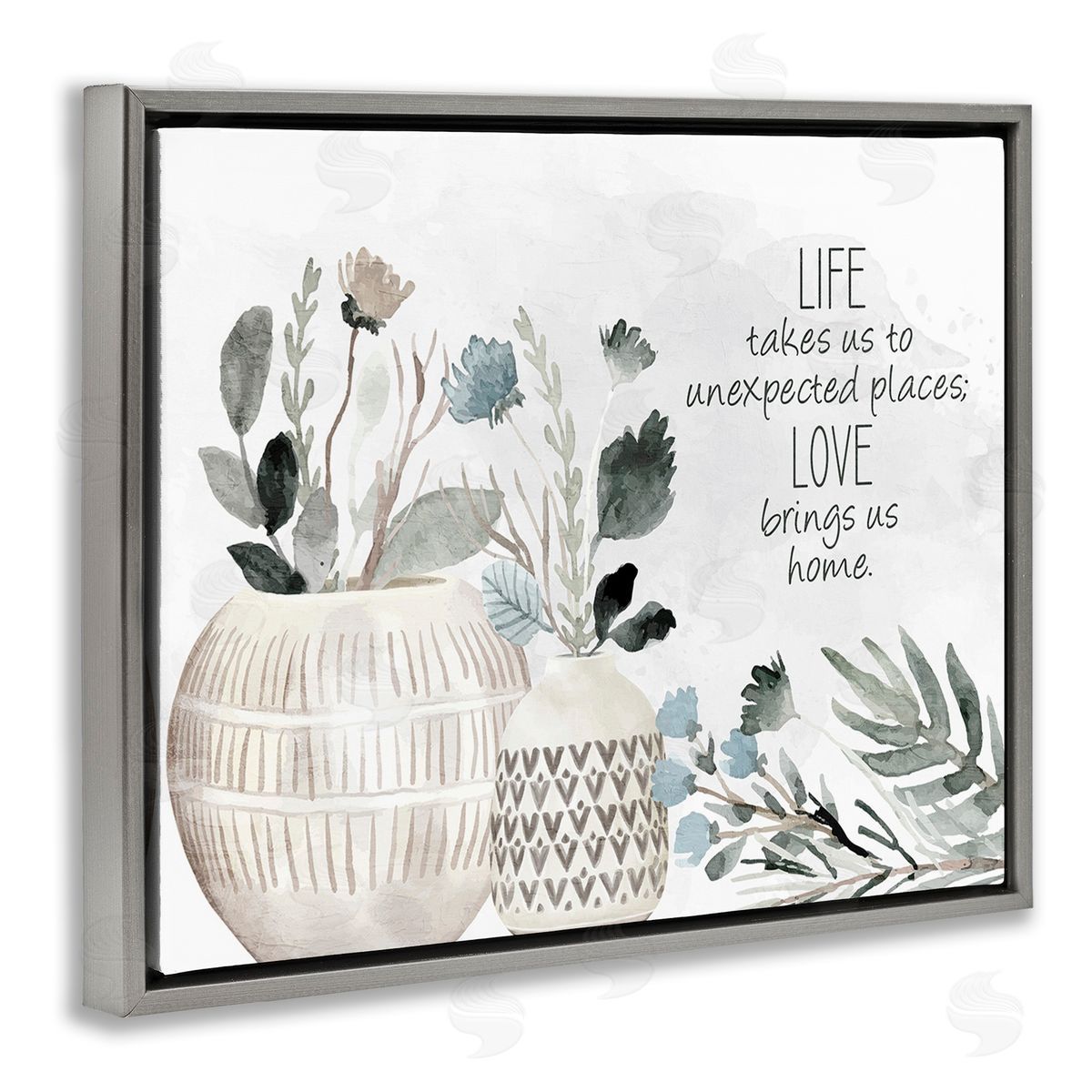 Kim Allen Love Brings Us Home Gray Floating Frame Canvas Wall Art Print