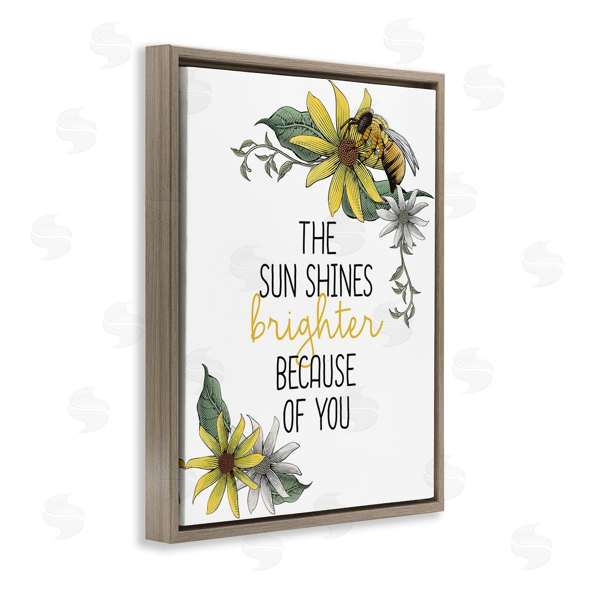Kim Allen Sun Shines Brighter Brown Floating Frame Canvas Wall Art Print