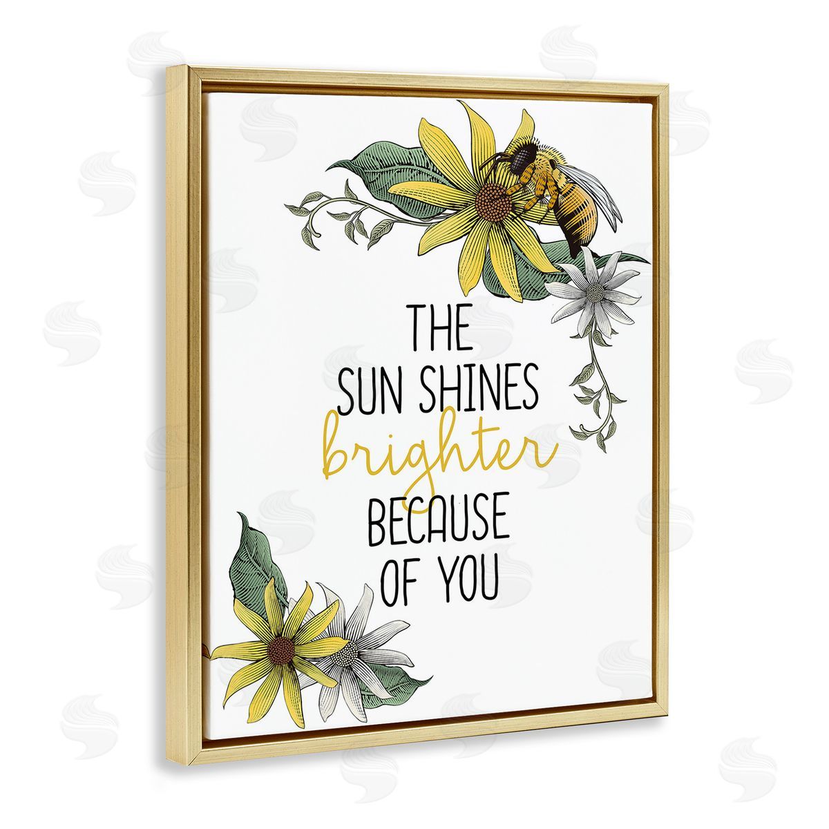 Kim Allen Sun Shines Brighter Gold Floating Frame Canvas Wall Art Print