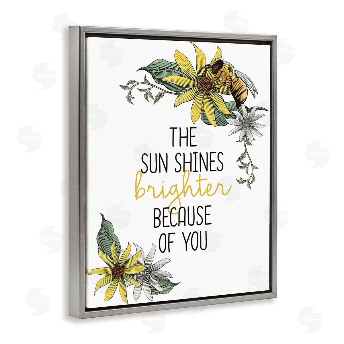 Kim Allen Sun Shines Brighter Gray Floating Frame Canvas Wall Art Print