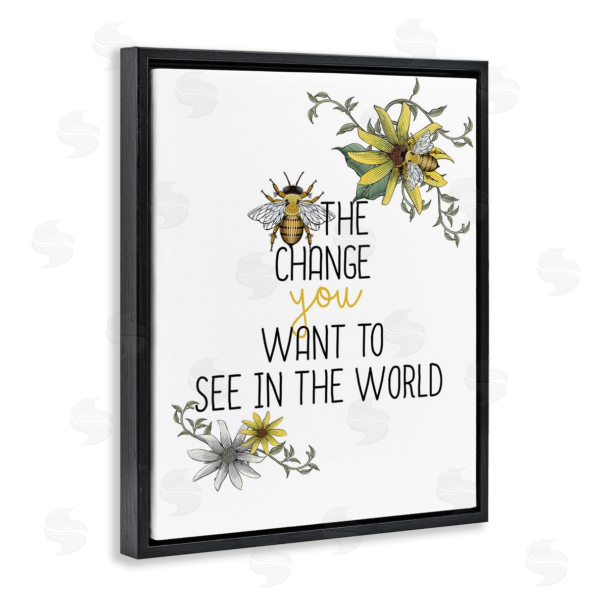 Kim Allen Bee The Change Black Floating Frame Canvas Wall Art Print