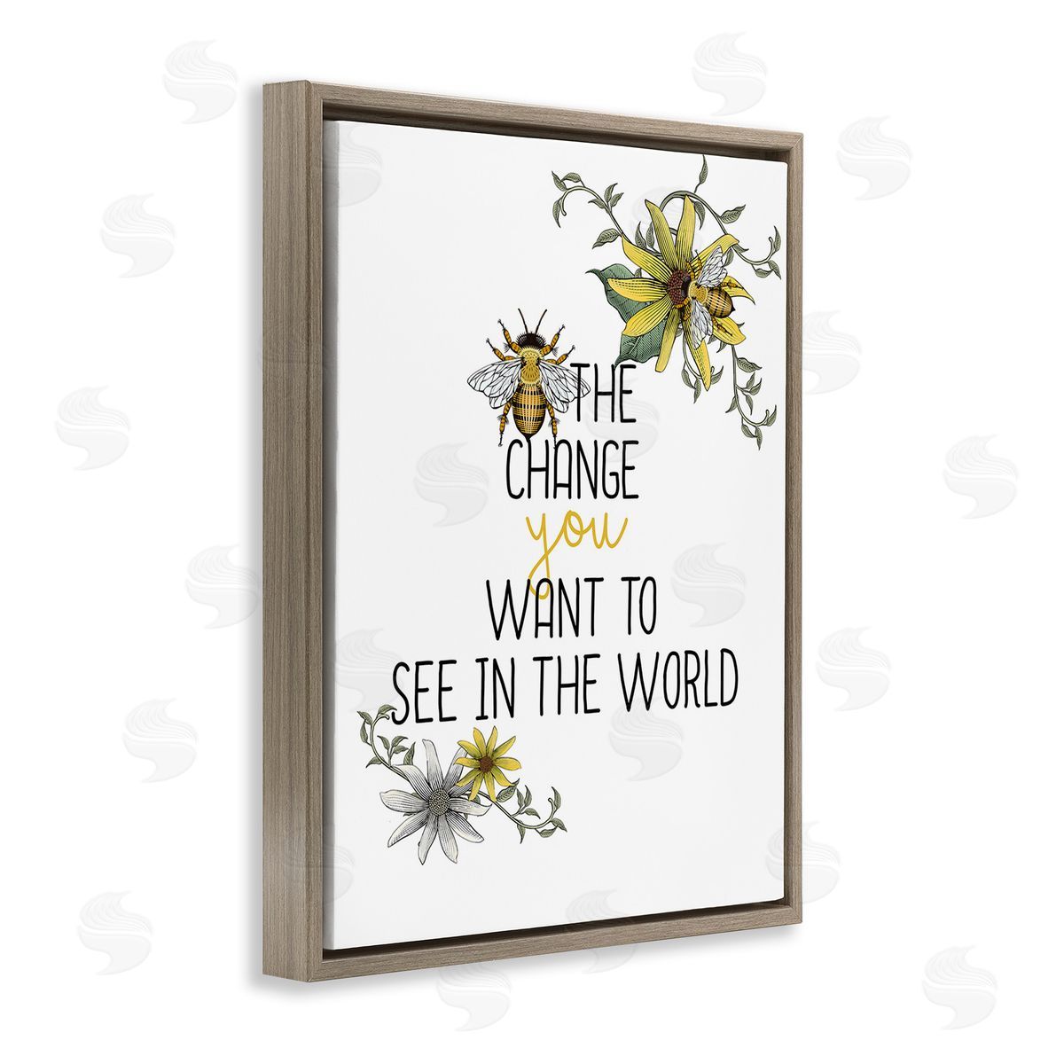 Kim Allen Bee The Change Brown Floating Frame Canvas Wall Art Print