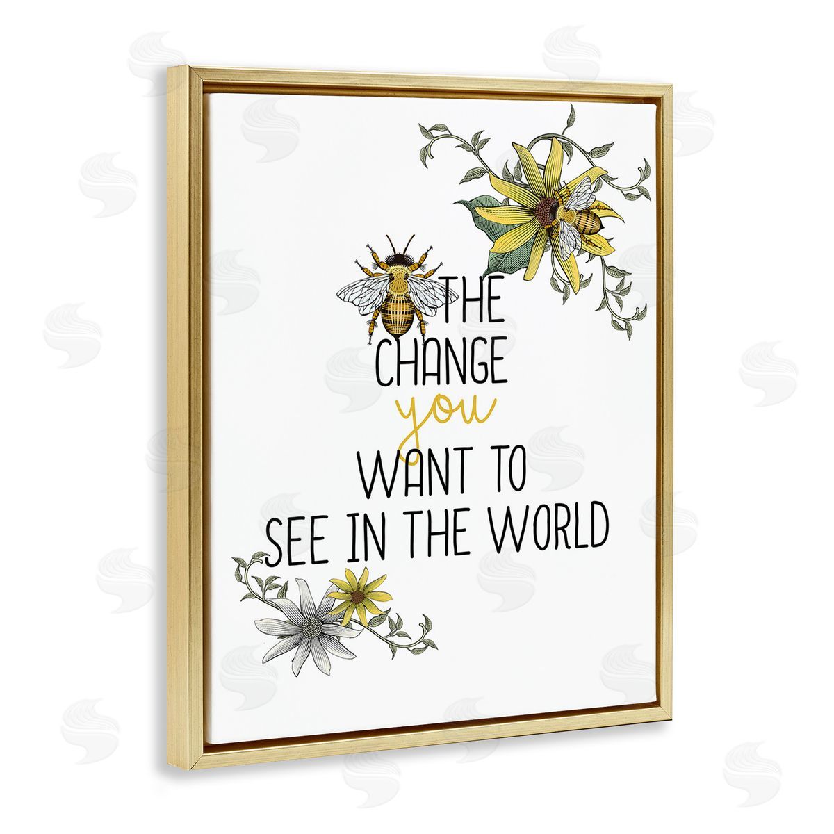 Kim Allen Bee The Change Gold Floating Frame Canvas Wall Art Print