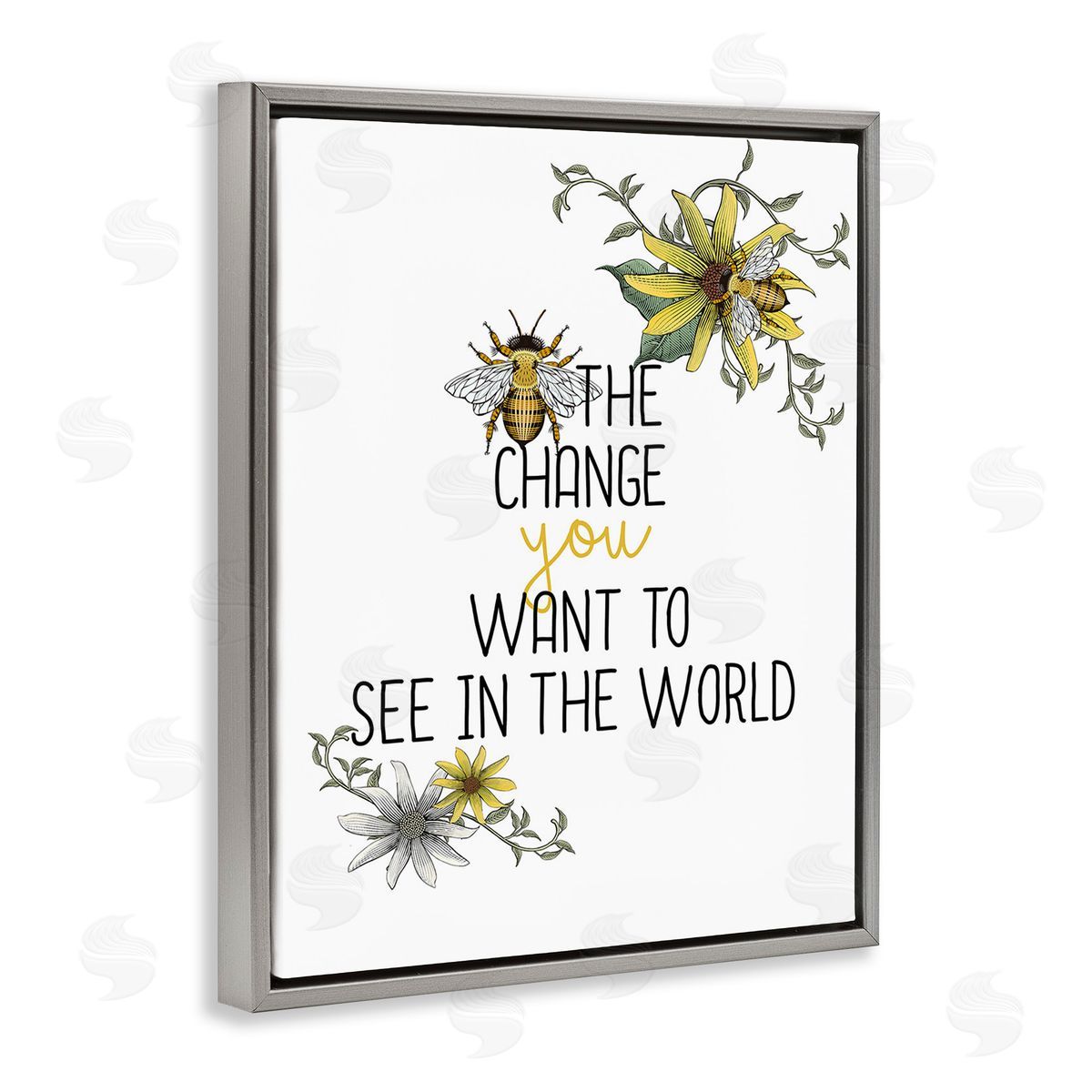 Kim Allen Bee The Change Gray Floating Frame Canvas Wall Art Print