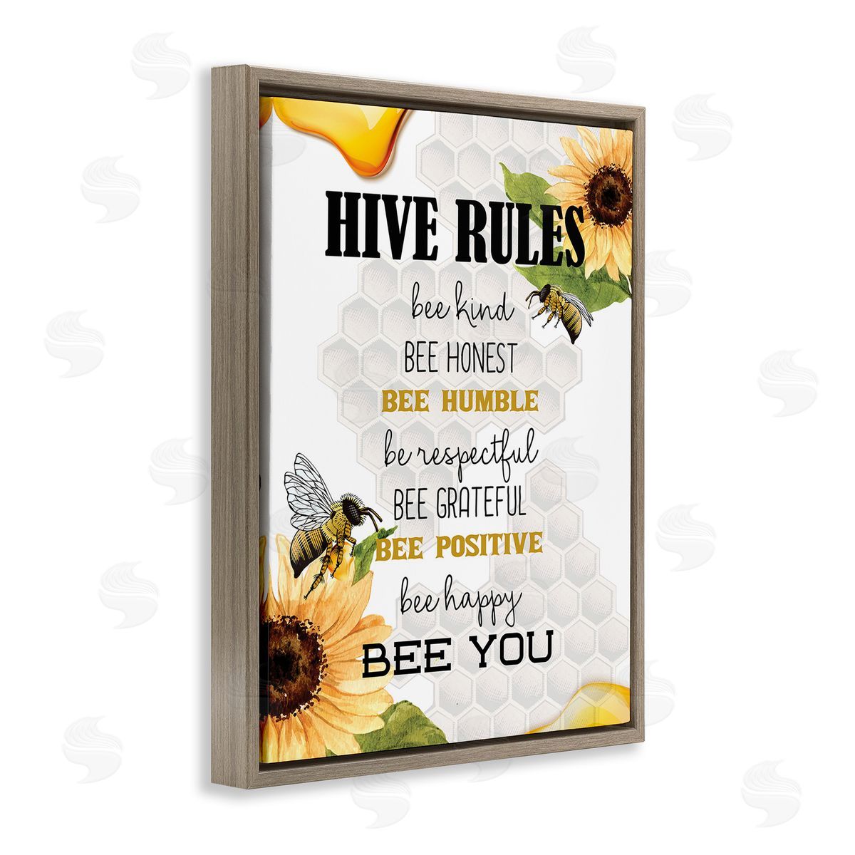 Kim Allen Bee Hive Rules Brown Floating Frame Canvas Wall Art Print