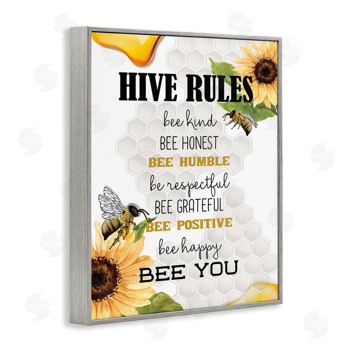 Kim Allen Bee Hive Rules Gray Framed Giclee Wall Art Print