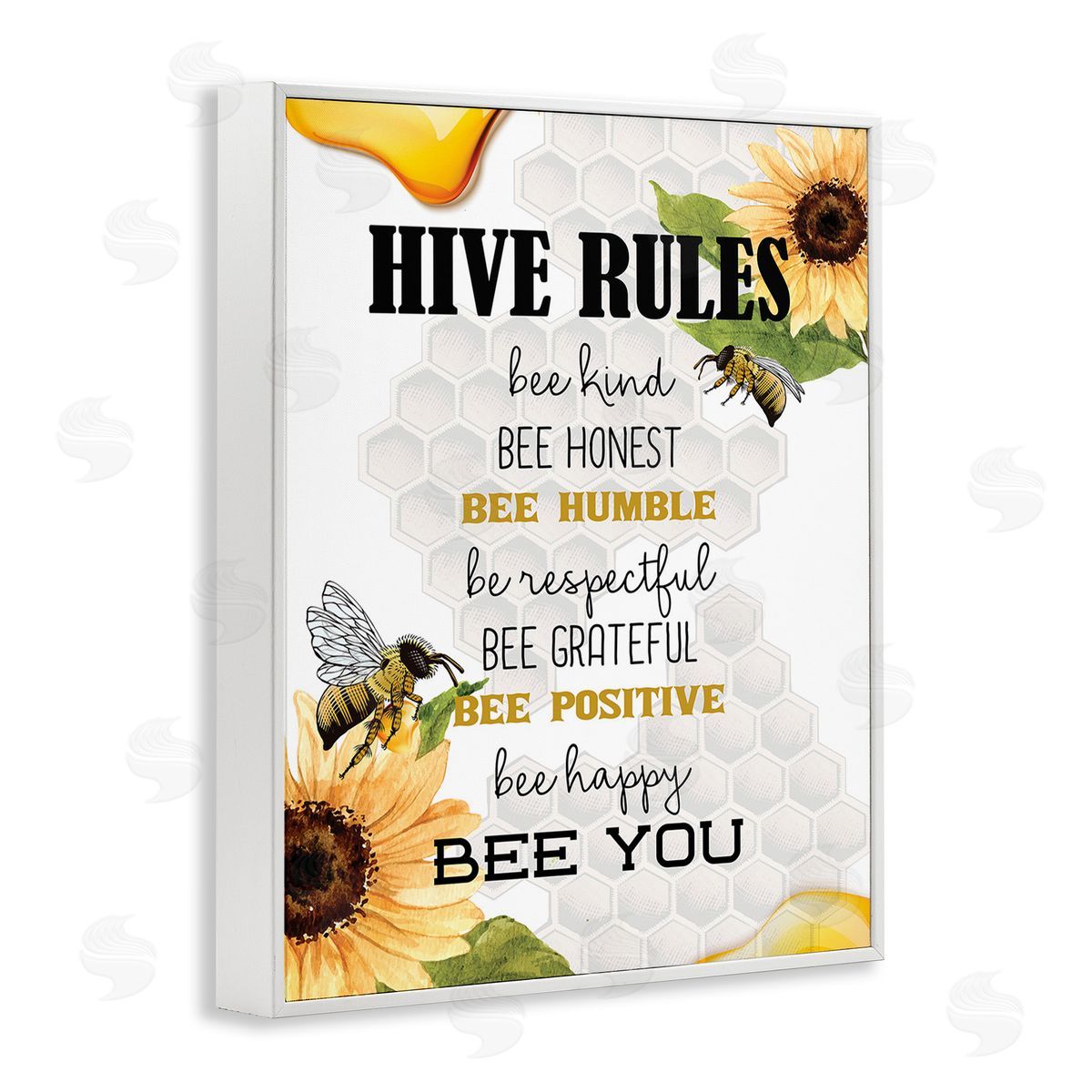 Kim Allen Bee Hive Rules White Framed Giclee Wall Art Print