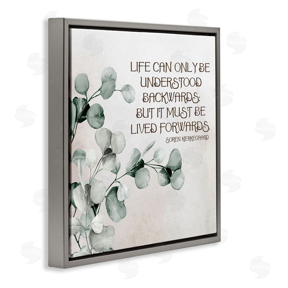 Kim Allen Soren Kierkegaard Quote Gray Floating Frame Canvas Wall Art Print